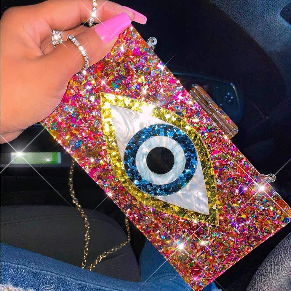 New Multi Evil Eye Resin Clutch